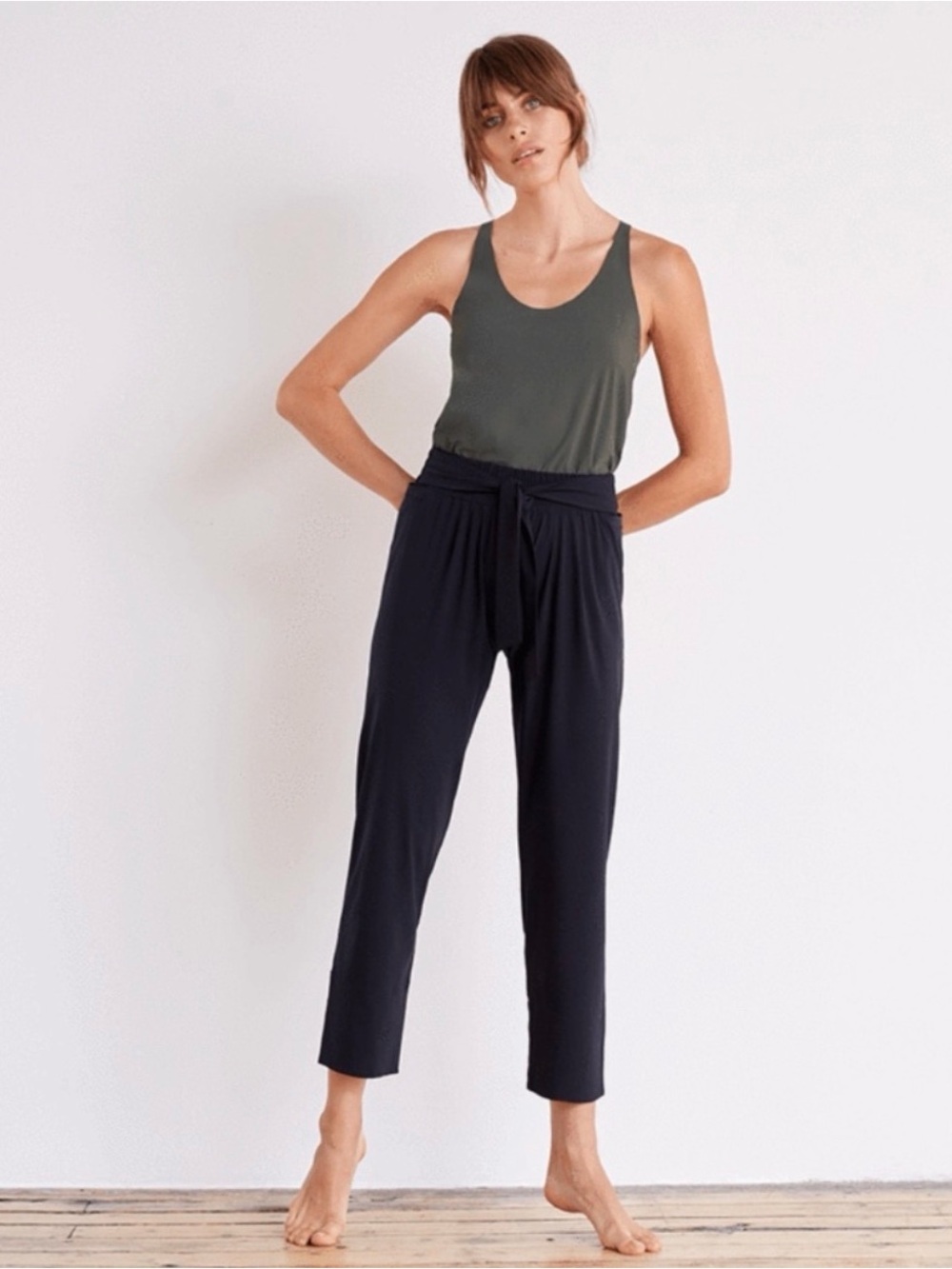 ADAY Easy Days Straight Legs    Women’s Black Tie-Waist  Pant / Trouser M